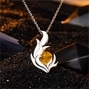 Naruto Kyuubi Yellow Crystal Silver Necklace